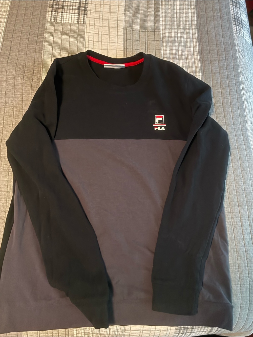 FILA Men’s Black, Gray & Red Accent Long Sleeve Crew
